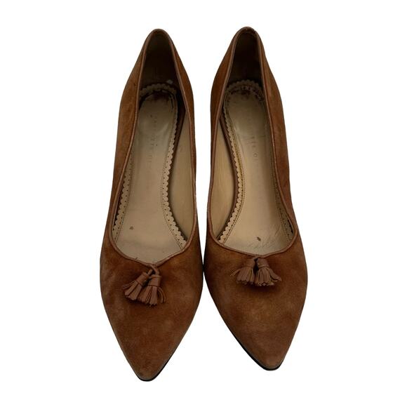 Charlotte Olympia Brown Suede Tasseled Pointed Toe Block Heeled Pumps Size 41 - Picture 6 of 9